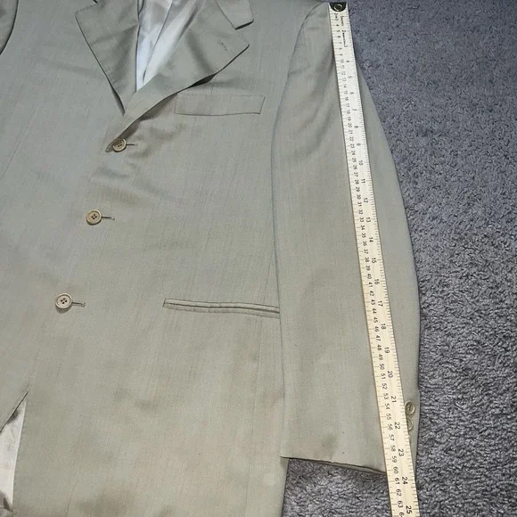 Canali Super 120's Blazer 42R 100% Wool Made In Italy Beige Sport Coat Mens
